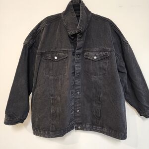 3XL Black Heavy Thick Quality Denim Jean Jacket Pockets